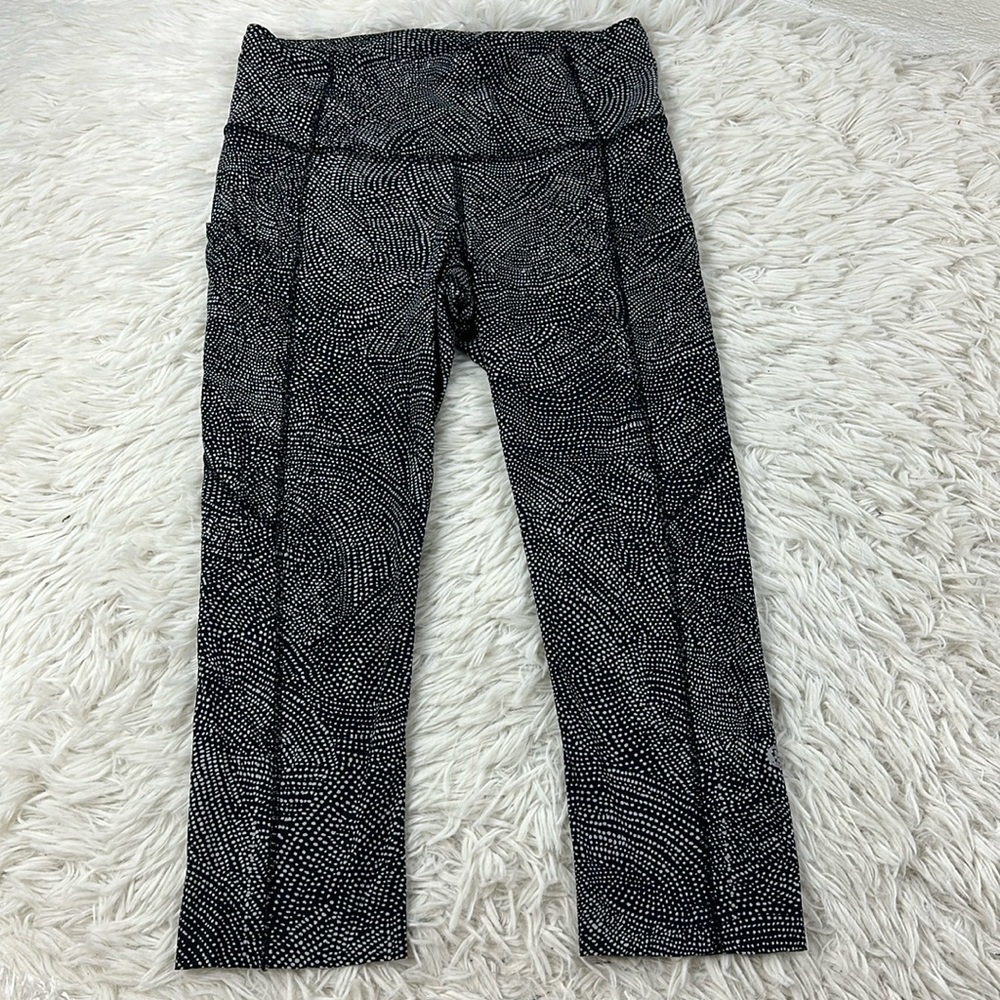 Lululemon Fast and Free Crop II 19" *Nulux Free Spirit Ice Grey Black